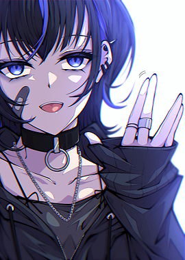 Anime Girl with Piercings and Choker