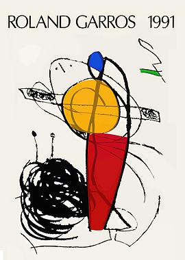 Roland Garros 1991 Abstract Tennis Art