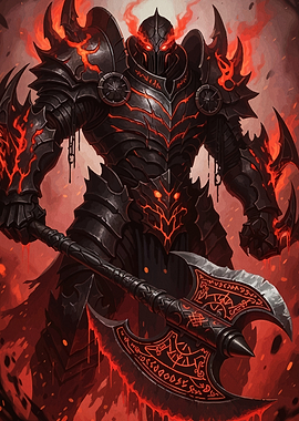 Fiery Dark Knight Axe