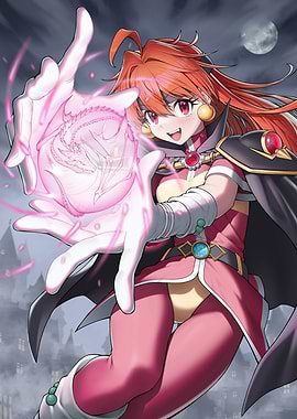 Anime Sorceress Casting Dragon Spell