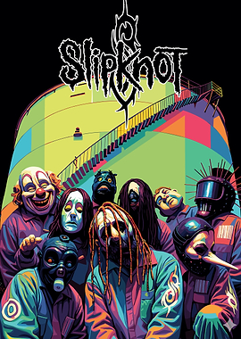 Slipknot band members colorful poster