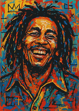 Bob Marley Colorful Portrait Painting