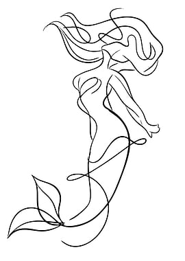 Minimalist Mermaid Line Art