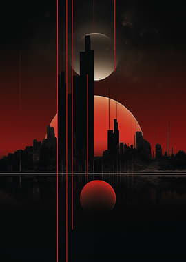 Abstract City Red Accents