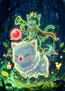 Final Fantasy: Cait Sith and Moogle