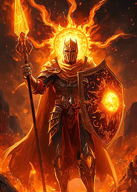 Fiery Knight Spear and Shield
