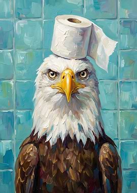 Eagle with Toilet Paper Hat Painting