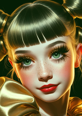 Glamorous Girl Portrait with Golden Accents