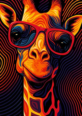 Cool Giraffe with Glasses
