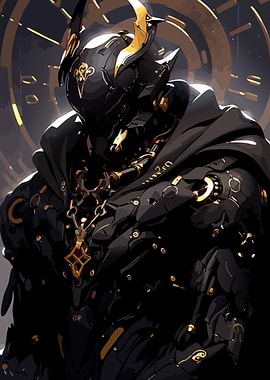 Black and Gold Futuristic Warrior