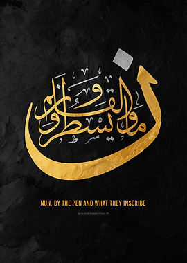 Islamic Calligraphy Art on Black Background