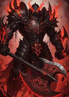 Fiery Dark Knight Axe