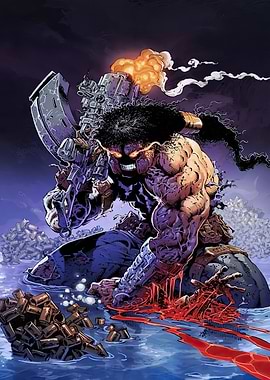 Comic Book Warrior with Large Gun