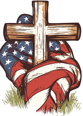 American flag Christian Cross