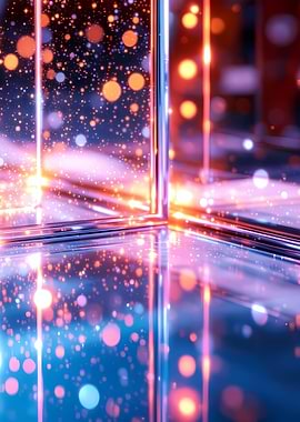 Abstract Cube with Bokeh Lights