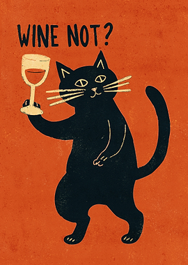 Wine Not? Cat with Wine Glass