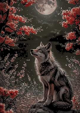 Wolf under the moonlight