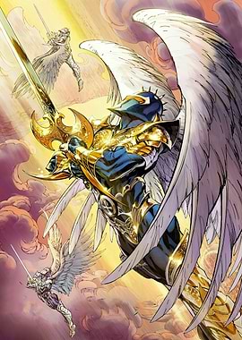 Armored Angel Warriors in Flight