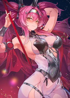 Girl with Pink Hair and Spear