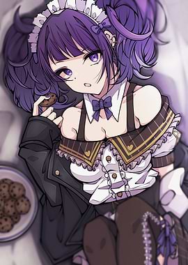 Anime Girl in Maid Outfit with Cookies
