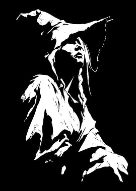 Monochrome Witch Illustration