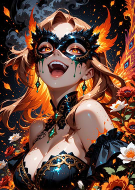 Masked Woman in Floral Fantasy