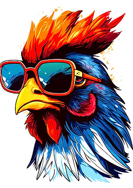 Cool Rooster with Sunglasses Illustration