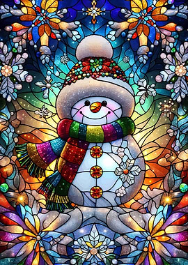 Stained Glass Snowman