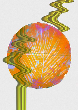 Abstract Orange Circle with Green Flow