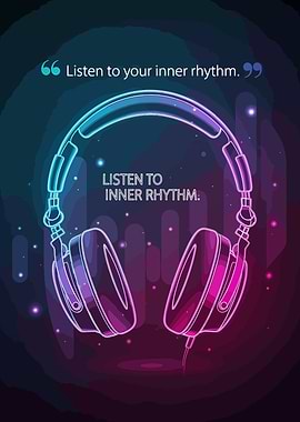 Neon Headphones with Inspirational Quote