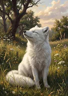 White Fox in Meadow