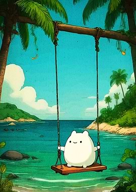 Cute Character Tropical Beach Swing