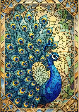 Stained Glass Peacock Illustration