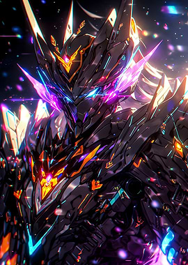 Futuristic Robotic Armor with Neon Lights