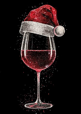 Festive Wine Glass with Santa Hat