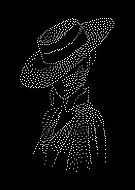 Dotted Silhouette of a women in Hat