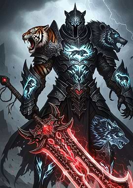 Animal-themed Knight Glowing Sword