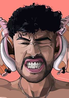 Man with Shoes on Ears Illustration