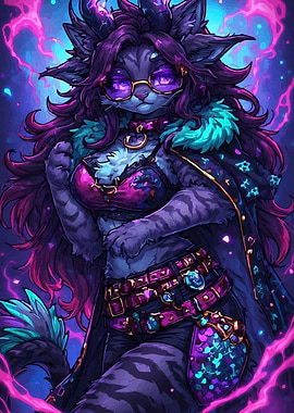 Anthropomorphic Cat Character in Fantasy Style