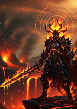 Fiery Knight Volcanic Landscape