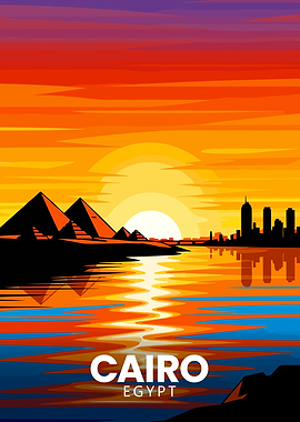 Cairo, Egypt Skyline at Sunset Travel