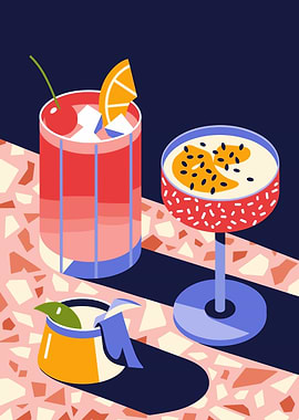 Tropical Cocktails on Terrazzo