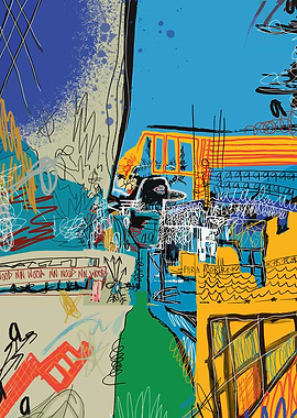 Abstract Urban Landscape with Bird The Strokes Music