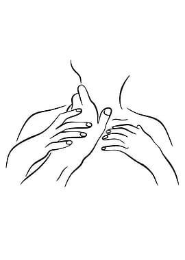Minimalist Line Art: Hands and Neck