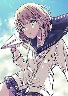 Anime Girl with Paper Airplane