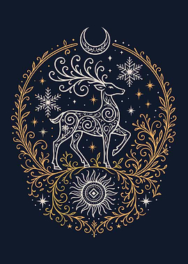 Yule Deer Art – Winter Solstice Wall Art