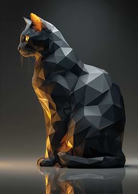 Geometric Cat Sculpture