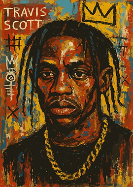 Travis Scott Portrait - Abstract Painting