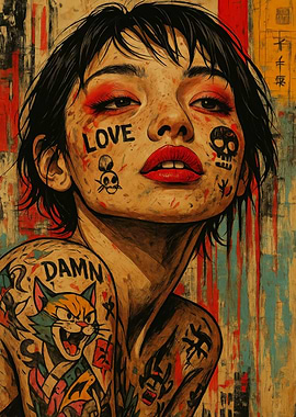 Tattooed Woman Portrait