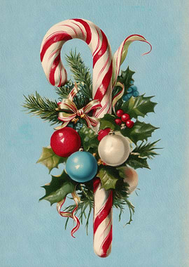 Vintage Christmas Candy Cane Arrangement
